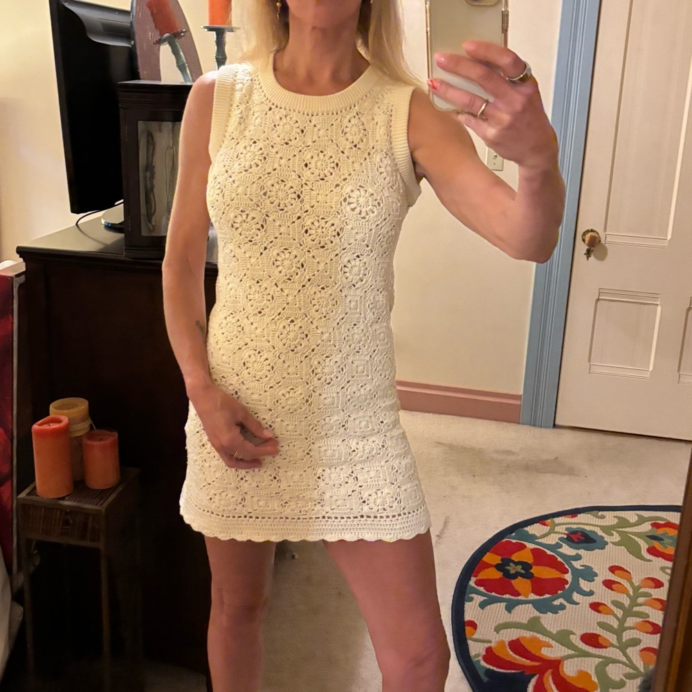 The Kooples Cream Sleeveless Sheath Mini Dress